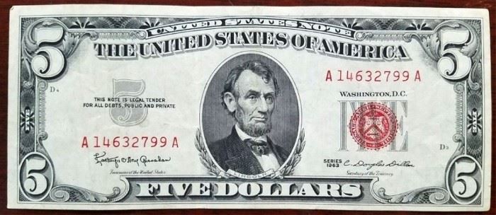 40 Red seal $5 bills