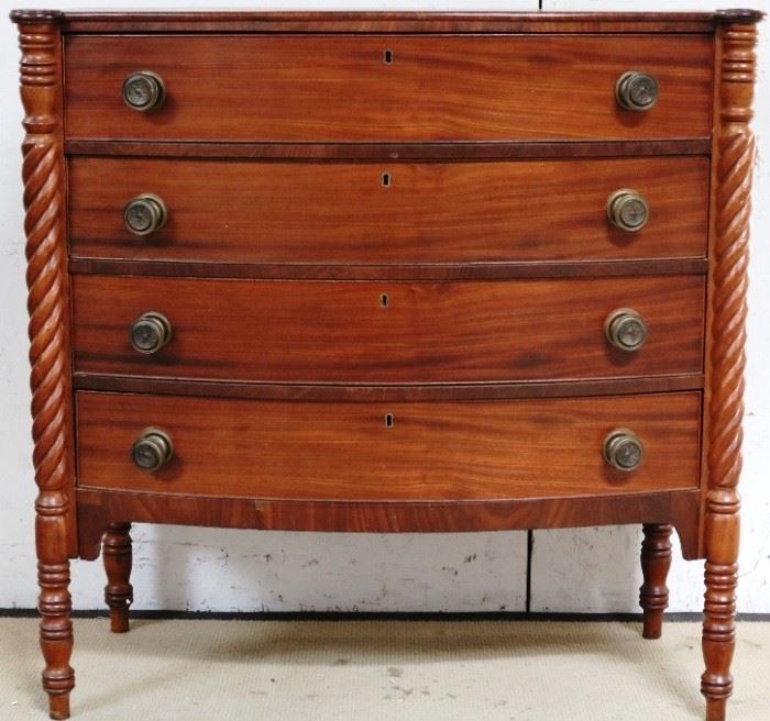 Antique Sheraton bow front chest