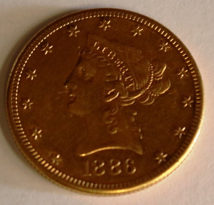 1886 Ten Dollar Gold Coin 