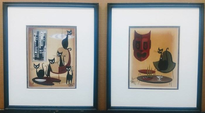 Mid Century Cats Giclee by Gomez