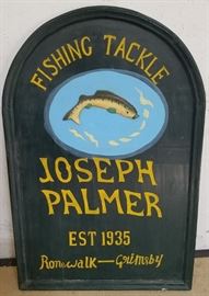 Wooden fishing tackle sign