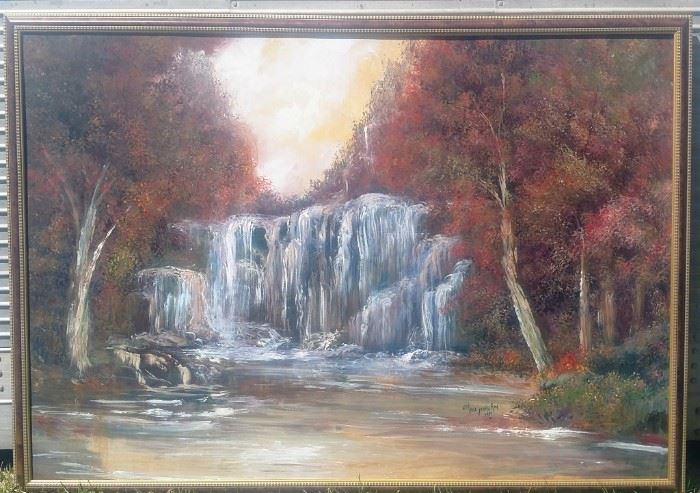 Original painting of waterfall by Anna Sandhu Ray