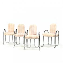 Set of 4 chrome arm chairs