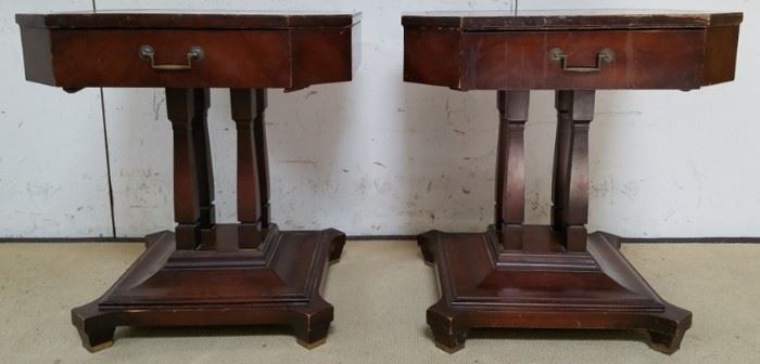 Pair mahogany pedestal tables