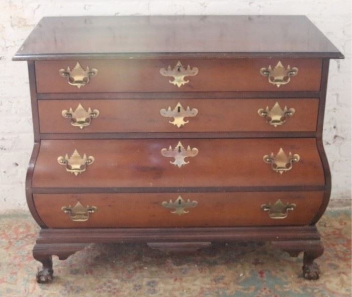 Vintage bombe side Chippendale chest