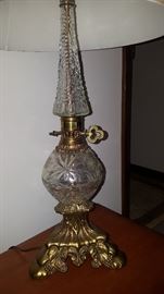 Crystal and brass lamp