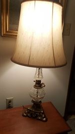 Crystal and brass lamp