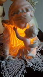 Lighted madonna and child 