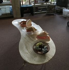 Mid century kidney shaped marble top table