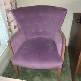 One of a pair of lavender chairs