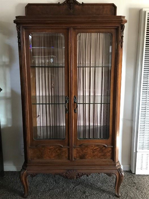 Early 1900's French Walnut Display Cabinet