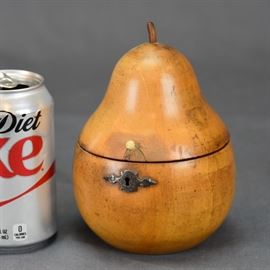 18TH CENTURY PEAR SHAPED WOODEN TEA CADDY, ENG.