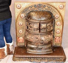 PENN FRANKLIN CAST IRON WOOD STOVE, CIRCA 1880'S