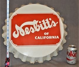 NESBITT'S ORANGE SODA BOTTLE CAP SIGN C. 1950'S