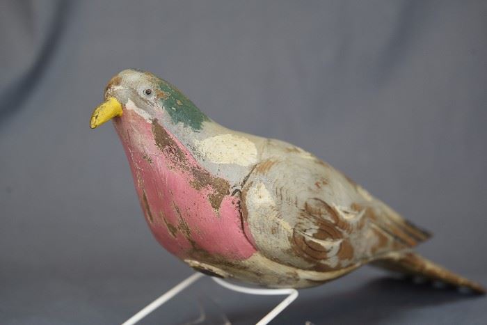HAND CARVED WOODEN PIGEON DECOY, MADE IN SPAIN