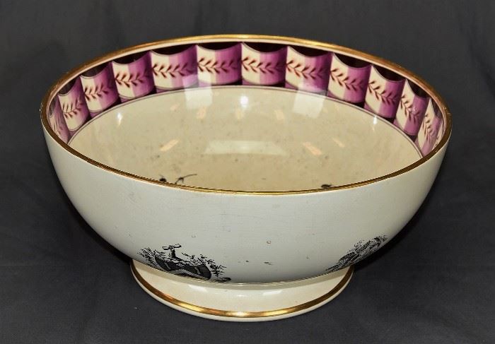 CHINESE EXPORT ARMORIAL PORCELAIN PUNCH BOWL.