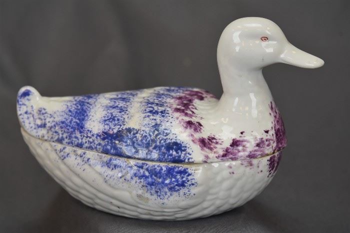 COVERED DISH DUCK, RUSSIAN LATE 19TH EARLY 20TH CENT. 