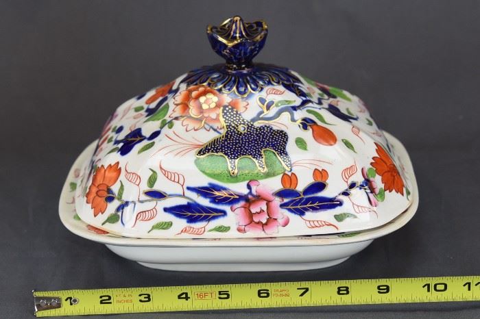 GAUDY WELSH COVERED VEGETABLE DISH 