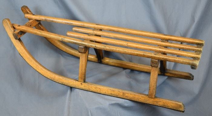 ANTIQUE GERMAN WOODEN SLED WITH METAL RUNNERS 