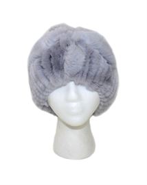 KNITTED GREY DYED REX RABBIT FUR BLING HAT HEAD ACCESSORY