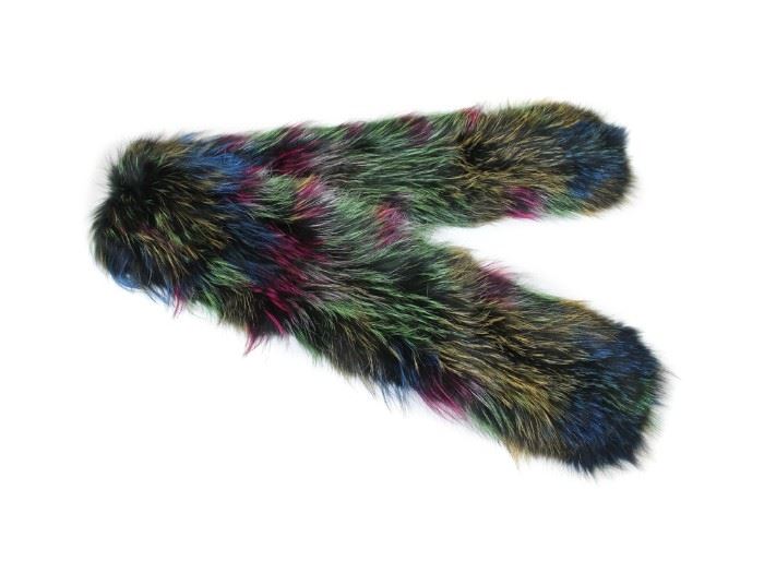 MULTICOLOR KNIT KNITTED FOX FUR SCARF COLLAR WRAP LADIES ACCESSORY