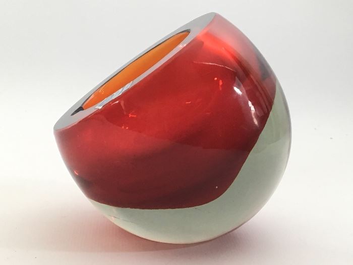 Murano Cenedese Sommerso Art Glass Orb