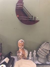 stairways to the stars, old figural baby bank