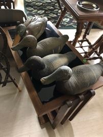 ceramic and wood vintage duck decoys