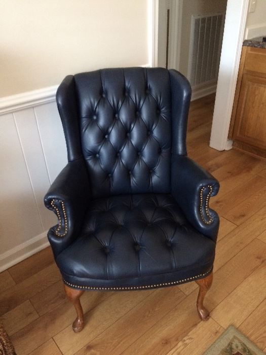 Other navy leather wingback chair