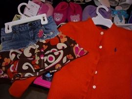 Children's clothing and costumes size 6mo to 6years+ (Some new with tags from The Children's Place) Kids hats, leggings, shorts, skirts, jeans, short&long sleeve tops, pajamas, socks, hosiery, coats and jackets. Shoes Infant to child 12, Adult female shoes size 6