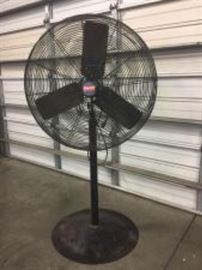 Dayton 30 inch adjustable height pedestal commercial shop fan.