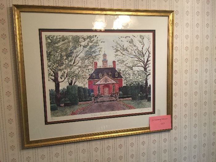 Watercolor of Williamsburg, signed and numbered