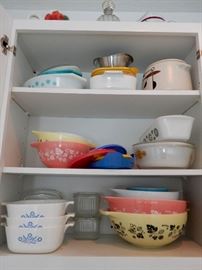 KITCHEN CUPBOARDS ARE FULL--LOTS OF PYREX