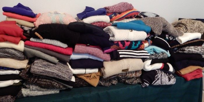 Sweaters in small to medium--piles and piles