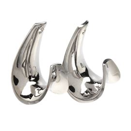 14K Yellow Gold Spiral Earring Jackets: A pair of 14K yellow gold earring jackets featuring a spiral ribbon form. Designed to be worn with postback stud earrings.