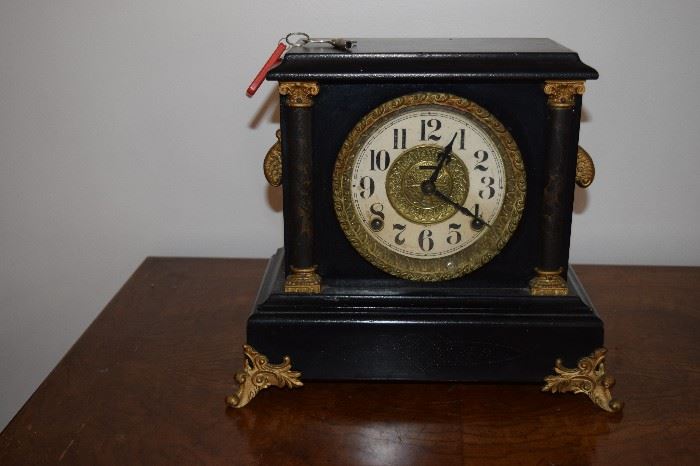 Antique Shelf Clock with Key Works
