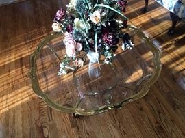 Brass Framed "Ruffled Pie" Coffee Table    Asking $600