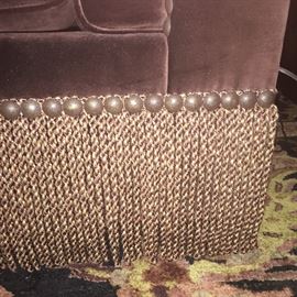 A feature of the Scripps furniture are the many details Here is the fringe and nail head trim  of a custom made sofa by Rene Cazares