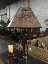One of a matched table lamps stenciled shades