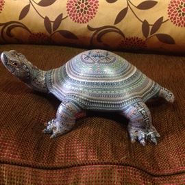 Large polymer clay turtle signed by Jon Anderson 