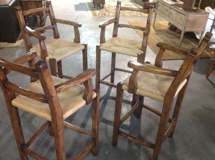 Contemporary bar stools featuring rustic look and woven seats