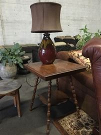 Antique oak two tiered table