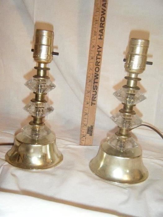 12" high silver and glass lamps