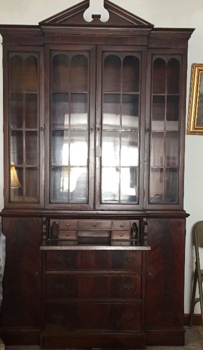 Beautiful Mahogany China Cabinet with Secretary Drawers and cupboards