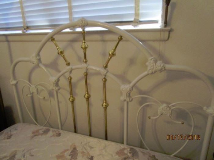 white and brass headboard - full size.