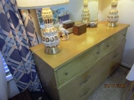 "Blond" hardwood 6 drawer dresser w/ mirror