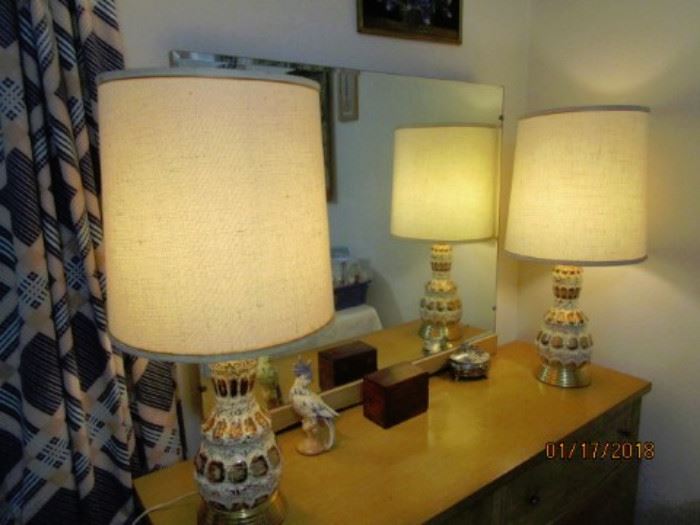 'Retro' lamps with shades.  Excellent condition.
