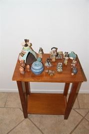 End table with Native American colletibles