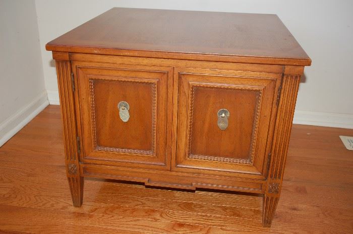 Square Wooden 2 Door End Table