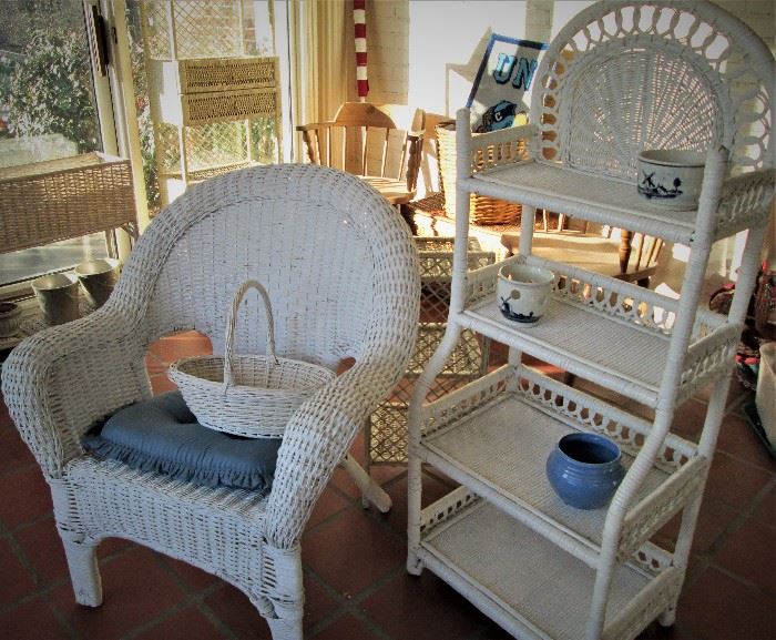 Wicker Chair & Shelves